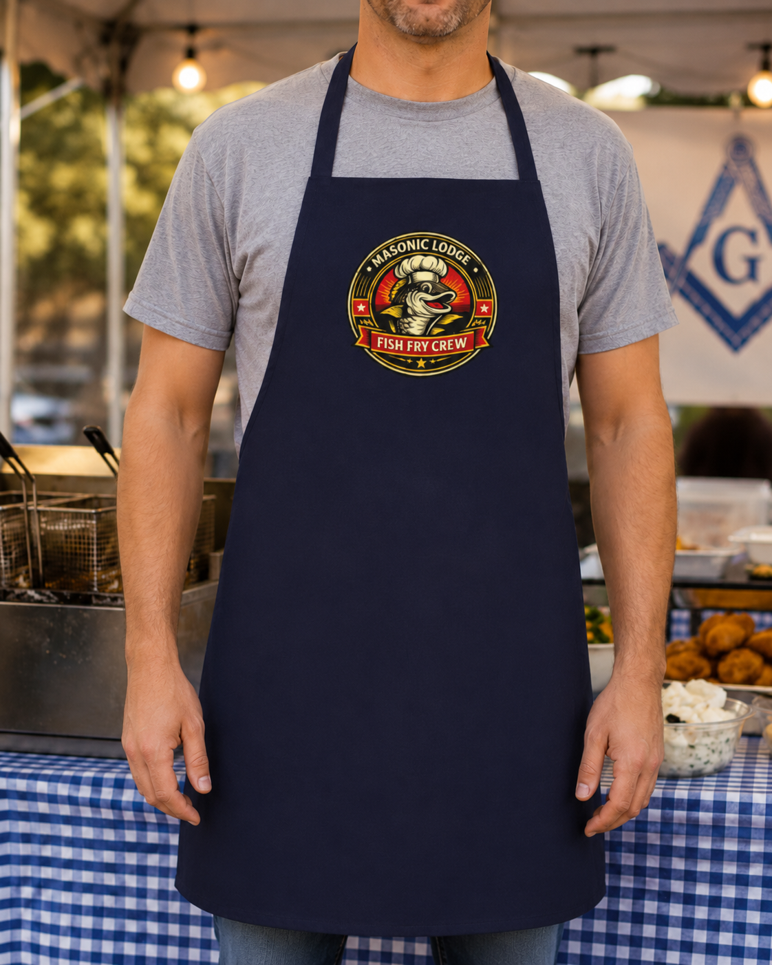 Masonic Lodge Fish Fry Crew Cotton Apron